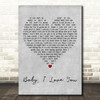 Aretha Franklin Baby, I Love You Grey Heart Decorative Wall Art Gift Song Lyric Print