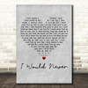 The Blue Nile I Would Never Grey Heart Decorative Wall Art Gift Song Lyric Print