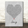 My Chemical Romance Sing Grey Heart Decorative Wall Art Gift Song Lyric Print