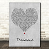 James Arthur Medicine Grey Heart Decorative Wall Art Gift Song Lyric Print