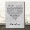 Keith Urban Burden Grey Heart Decorative Wall Art Gift Song Lyric Print