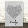 Justin Bieber Baby Grey Heart Decorative Wall Art Gift Song Lyric Print