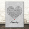 Ben Howard Bones Grey Heart Decorative Wall Art Gift Song Lyric Print