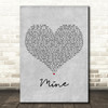 Glee Cast Mine Grey Heart Decorative Wall Art Gift Song Lyric Print