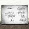 Tom Baxter Better Man Lady Couple Grey Decorative Wall Art Gift Song Lyric Print