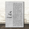 Simon Dupree And The Big Sound Kites Grey Rustic Script Decorative Wall Art Gift Song Lyric Print