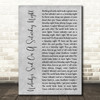 Uncle Kracker Nobodys Sad On A Saturday Night Grey Rustic Script Wall Art Gift Song Lyric Print