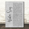 Sara Bareilles & Ingrid Michaelson Winter Song Grey Rustic Script Wall Art Gift Song Lyric Print