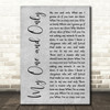 Tony Bennett & Diana Krall My One and Only Grey Rustic Script Wall Art Song Lyric Print