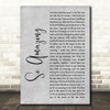 Luther Vandross So Amazing Grey Rustic Script Decorative Wall Art Gift Song Lyric Print