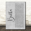 NEEDTOBREATHE Brother Grey Rustic Script Decorative Wall Art Gift Song Lyric Print