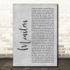 Shinedown Monsters Grey Rustic Script Decorative Wall Art Gift Song Lyric Print