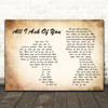 Andrew Lloyd Webber All I Ask Of You Man Lady Couple Decorative Wall Art Gift Song Lyric Print