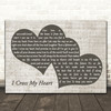 George Strait I Cross My Heart Landscape Music Script Two Hearts Wall Art Gift Song Lyric Print