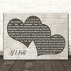 The Beatles If I Fell Landscape Music Script Two Hearts Decorative Gift Song Lyric Print