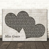 The Tymes Ms Grace Landscape Music Script Two Hearts Decorative Gift Song Lyric Print