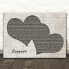 Kiss Forever Landscape Music Script Two Hearts Decorative Gift Song Lyric Print