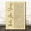 Richard Ashcroft That's How Strong Rustic Script Decorative Wall Art Gift Song Lyric Print