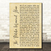 Pink Floyd The Fletcher Memorial Home Rustic Script Decorative Gift Song Lyric Print