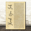 Vybz Kartel Thank You Jah (On And On) Rustic Script Decorative Gift Song Lyric Print