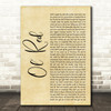Blake Shelton Ol' Red Rustic Script Decorative Wall Art Gift Song Lyric Print