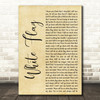 Dido White Flag Rustic Script Decorative Wall Art Gift Song Lyric Print