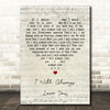 Dolly Parton I Will Always Love You Script Heart Decorative Wall Art Gift Song Lyric Print
