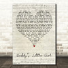 Robin Horlock Daddys Little Girl Script Heart Decorative Wall Art Gift Song Lyric Print