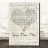 Johnny Gill You For Me (The Wedding Song) Script Heart Decorative Gift Song Lyric Print