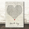 New Kids On The Block Don't Cry Script Heart Decorative Wall Art Gift Song Lyric Print