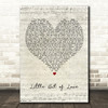 Tom Grennan Little Bit of Love Script Heart Decorative Wall Art Gift Song Lyric Print