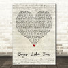 Anna Clendening Boys Like You Script Heart Decorative Wall Art Gift Song Lyric Print