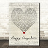 Blake Shelton Happy Anywhere Script Heart Decorative Wall Art Gift Song Lyric Print