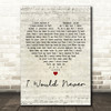 The Blue Nile I Would Never Script Heart Decorative Wall Art Gift Song Lyric Print