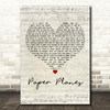 Alexander Jean Paper Planes Script Heart Decorative Wall Art Gift Song Lyric Print