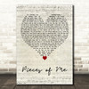 Ashlee Simpson Pieces of Me Script Heart Decorative Wall Art Gift Song Lyric Print