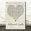 Bob Seger Hollywood Nights Script Heart Decorative Wall Art Gift Song Lyric Print