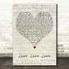 Bobby Hebb Love Love Love Script Heart Decorative Wall Art Gift Song Lyric Print