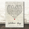 The Shirelles Soldier Boy Script Heart Decorative Wall Art Gift Song Lyric Print