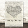 Skillet One Day Too Late Script Heart Decorative Wall Art Gift Song Lyric Print