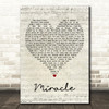 Whitney Houston Miracle Script Heart Decorative Wall Art Gift Song Lyric Print