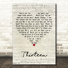 Elliott Smith Thirteen Script Heart Decorative Wall Art Gift Song Lyric Print