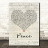 Sabrina Johnston Peace Script Heart Decorative Wall Art Gift Song Lyric Print