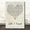 Jake Bugg All I Need Script Heart Decorative Wall Art Gift Song Lyric Print