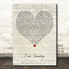 Jason Mraz I'm Yours Script Heart Decorative Wall Art Gift Song Lyric Print