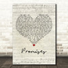 Def Leppard Promises Script Heart Decorative Wall Art Gift Song Lyric Print