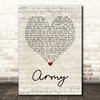 Lady Antebellum Army Script Heart Decorative Wall Art Gift Song Lyric Print