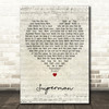 Black Lace Superman Script Heart Decorative Wall Art Gift Song Lyric Print