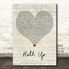 Wiz Khalifa Roll Up Script Heart Decorative Wall Art Gift Song Lyric Print
