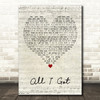 Baekhyun All I Got Script Heart Decorative Wall Art Gift Song Lyric Print